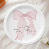 Pink Bow Girl Babydusche Pappteller