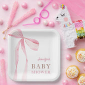 Pink Bow Girl Babydusche Pappteller (Party)