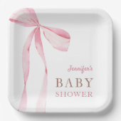 Pink Bow Girl Babydusche Pappteller (Vorderseite)