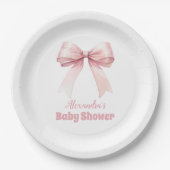 Pink Bow Girl Babydusche Pappteller (Vorderseite)