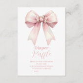 Pink Bow Girl Babydusche Raffle Diapper Begleitkarte (Vorderseite)