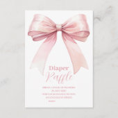 Pink Bow Girl Babydusche Raffle Diapper Begleitkarte (Vorderseite)