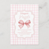 Pink Bow Girl Babydusche Raffle Diapper Begleitkarte (Vorderseite)