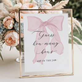 Pink Bow Girl Babydusche Raten Sie wie viele Bogen Poster