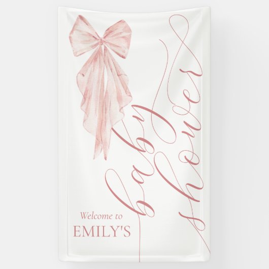 Pink Bow Girl Babydusche Ribbon Vertikal Banner (Vertikal)