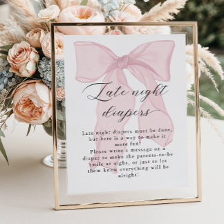 Pink Bow Girl Babydusche Spätnachtsspalter Poster