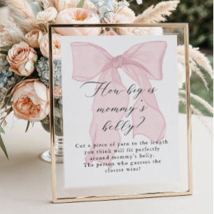 Pink Bow Girl Babydusche Wie groß ist Mama's Bauch Poster