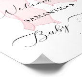 Pink Bow Girl Babydusche Willkommen Poster (Ecke)