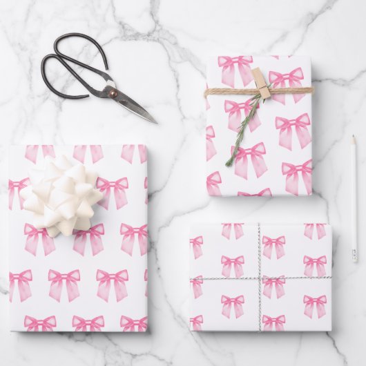 Pink Bow Girl Babydusche Wrapping Paper Geschenkpapier Set (Vorderseite)