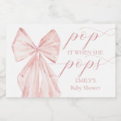 Pink Bow Girl Babyduschfavoriten Schaumweinetikett (Einzelnes Label)