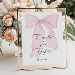 Pink Bow Girl Babyduschkarten und Geschenke Poster