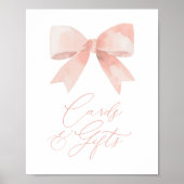 Pink Bow Girl Babyduschkarten und Geschenkschild Poster (Vorne)