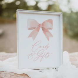 Pink Bow Girl Babyduschkarten und Geschenkschild Poster