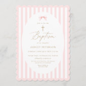 Pink Bow Girl Baptism Invitation Einladung (Vorderseite)