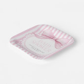 Pink Bow Girl Coquette Striped Baby Shower  Pappteller (Gewinkelt)