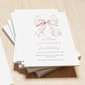 Pink Bow Girl Dritter Geburtstag Einladung