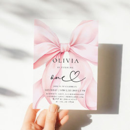 Pink Bow Girl Erster Geburtstag Einladung