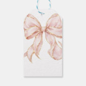 Pink Bow Girl First Birthday Party  Geschenkanhänger (Rückseite)