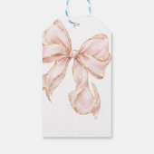 Pink Bow Girl First Birthday Party  Geschenkanhänger (Rückseite)