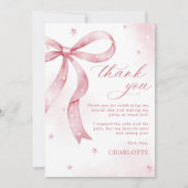 Pink Bow Girl Geburtstagsparty Dankeskarte (Vorderseite)