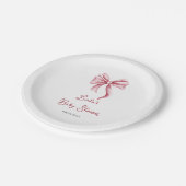 Pink Bow Girl Girl Baby Shower Pappteller (Schrägansicht)