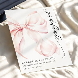 Pink Bow Girl Graduation Invitation Einladung