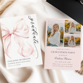 Pink Bow Girl Graduation Invitation Einladung
