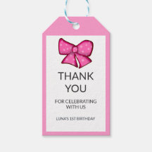 Pink Bow Girl Kids 1st Birthday 