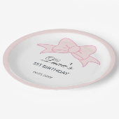 Pink Bow Girl Kids 1st Birthday  Pappteller (Schrägansicht)