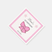 Pink Bow Girl Kids 1st Birthday Serviette (Ecke)