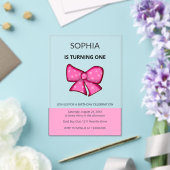 Pink Bow Girl Kids First Birthday  Acryleinladungen (In Situ (Hochzeit))