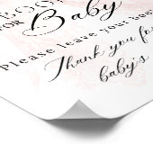 Pink Bow Girl Modern Baby Shower Book Request Poster (Ecke)