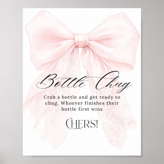 Pink Bow Girl Modern Baby Shower Bottle Chug Poster (Vorne)