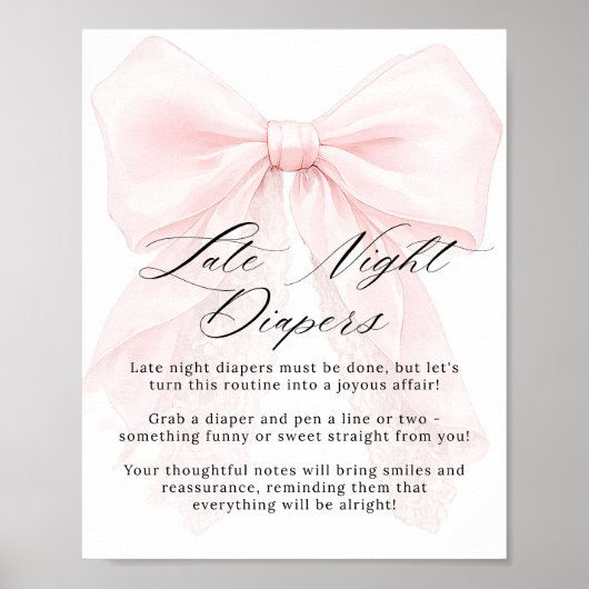 Pink Bow Girl Modern Baby Shower Game Poster (Vorne)