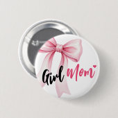 Pink Bow Girl Mom Ribbon Cute Baby Shower Button (Vorne & Hinten)
