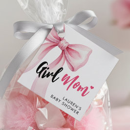 Pink Bow Girl Mom Ribbon Cute Baby Shower Geschenkanhänger