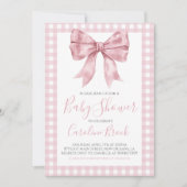 Pink Bow Girl Preppy Southern Baby Dusche Einladung (Vorderseite)