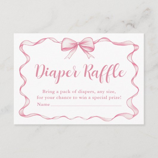 Pink Bow Girl Ribbon Babydusche Windelwindeln Begleitkarte (Vorderseite)