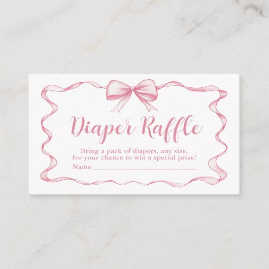 Pink Bow Girl Ribbon Babydusche Windelwindeln Begleitkarte (Vorderseite)