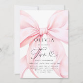 Pink Bow Girl Second Birthday Einladung (Vorderseite)