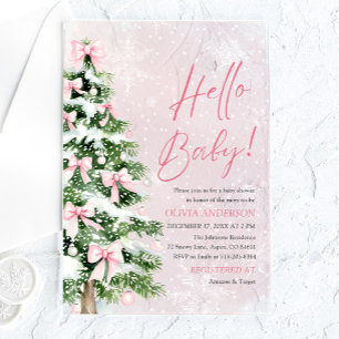 Pink Bow Girl Weihnachten Hallo Baby Dusche Acryleinladungen