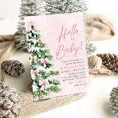 Pink Bow Girl Weihnachten Hallo Baby Dusche Einladung