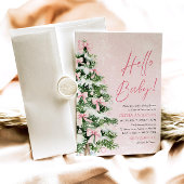 Pink Bow Girl Weihnachten Hallo Baby Dusche Einladung
