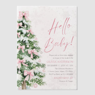Pink Bow Girl Weihnachten Hallo Baby Dusche Pergament Einladungen