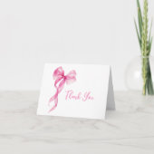 Pink Bow Girls 1. Geburtstag Dankeskarte (Vorderseite)