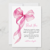 Pink Bow Girls 1. Geburtstag Dankeskarte (Vorderseite)