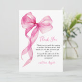 Pink Bow Girls 1. Geburtstag Dankeskarte (Stehend Vorderseite)