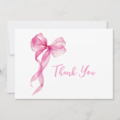 Pink Bow Girls 1. Geburtstag Dankeskarte (Vorderseite)