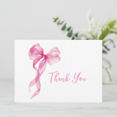 Pink Bow Girls 1. Geburtstag Dankeskarte (Stehend Vorderseite)