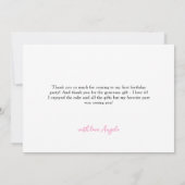 Pink Bow Girls 1. Geburtstag Dankeskarte (Rückseite)